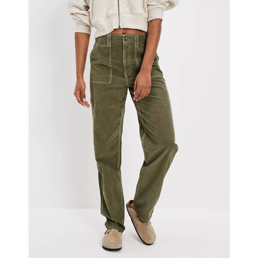 American Eagle Lightweight Corduroy Highest Waist Baggy Straight Mom Pant NWT 6